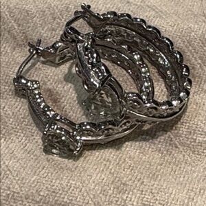 Mexican Prasiolite Heart Hoop Earrings New in Box Stainless Steel Hoops